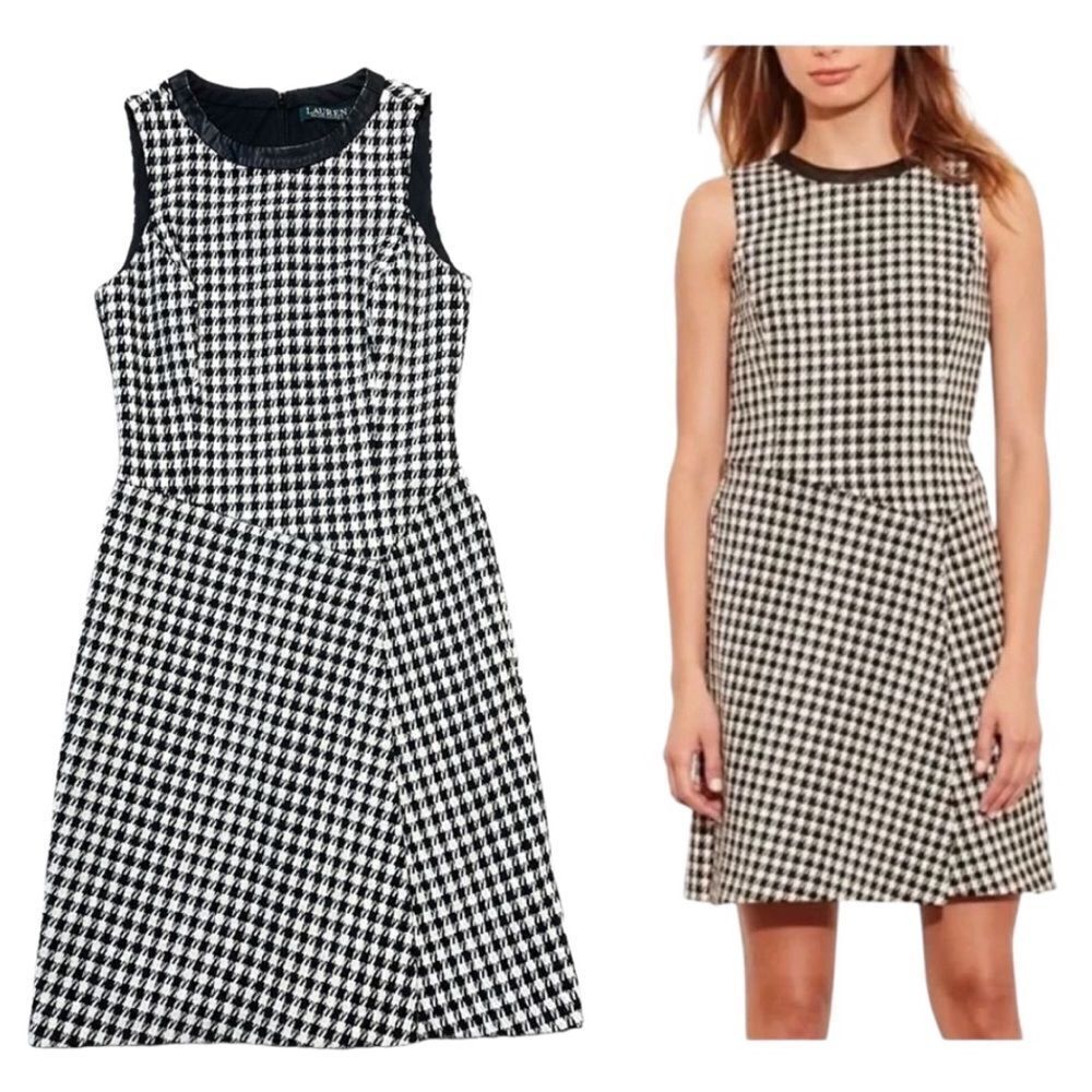 Lauren Ralph Lauren Asymmetrical Houndstooth Knit Dress Size 2